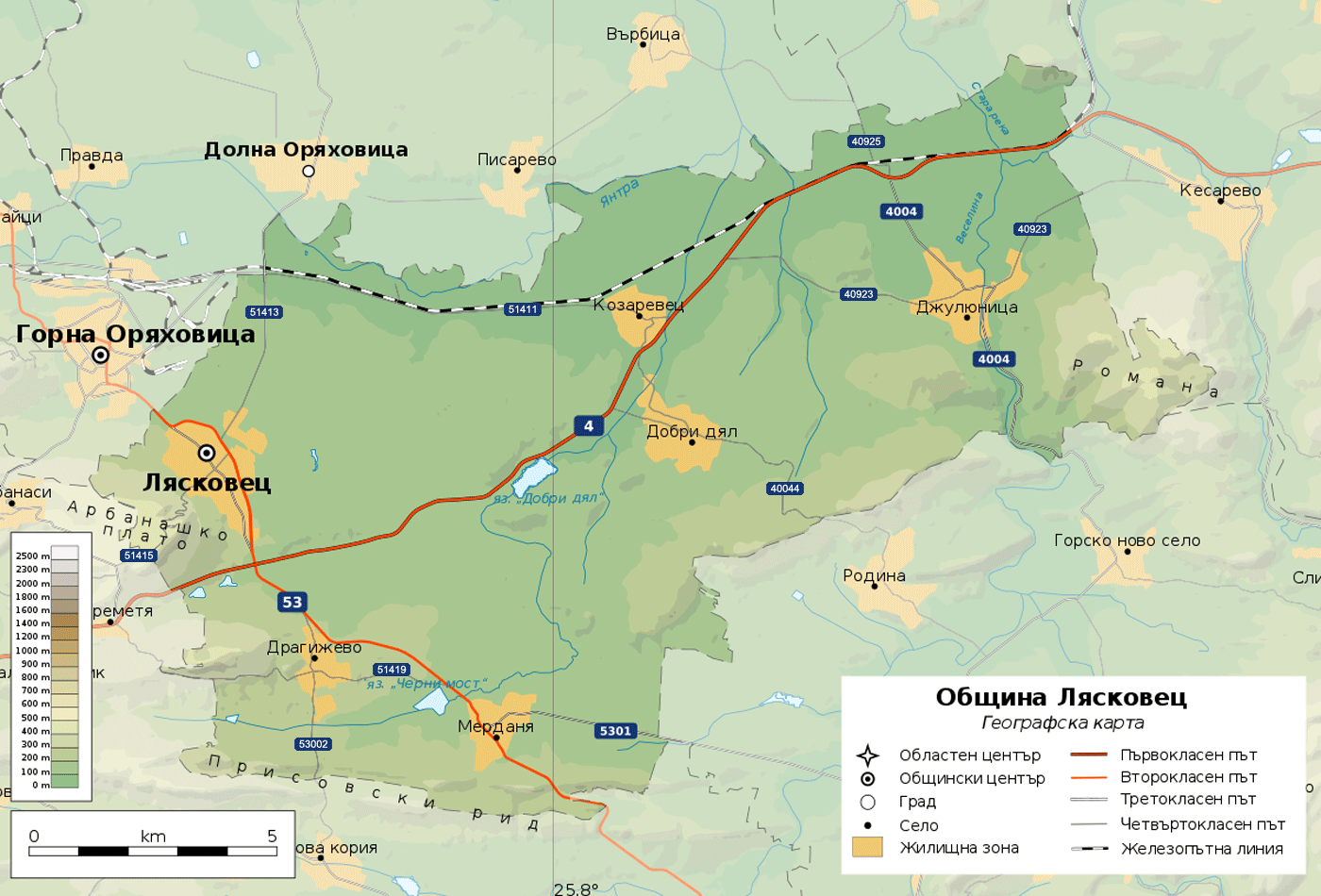 Карта на община Лясковец